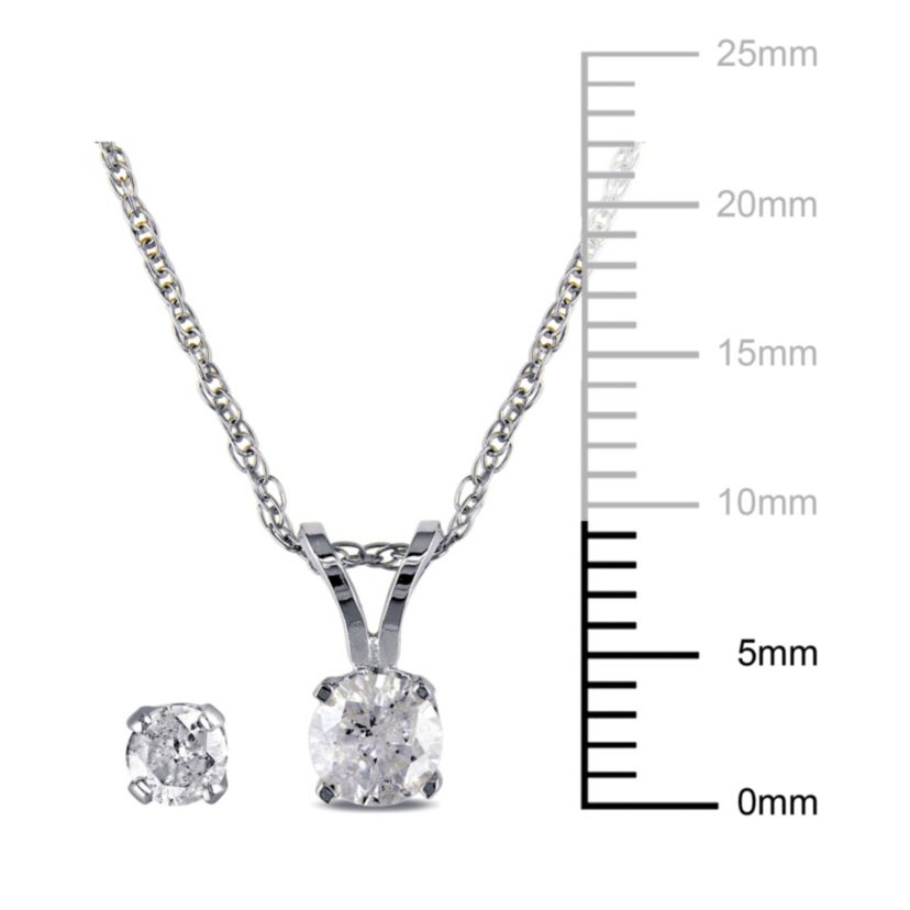 2-Pc Set of 5/8 ct. t.w. Diamond Solitaire Pendant with Chain and Stud Earrings in 14K White Gold