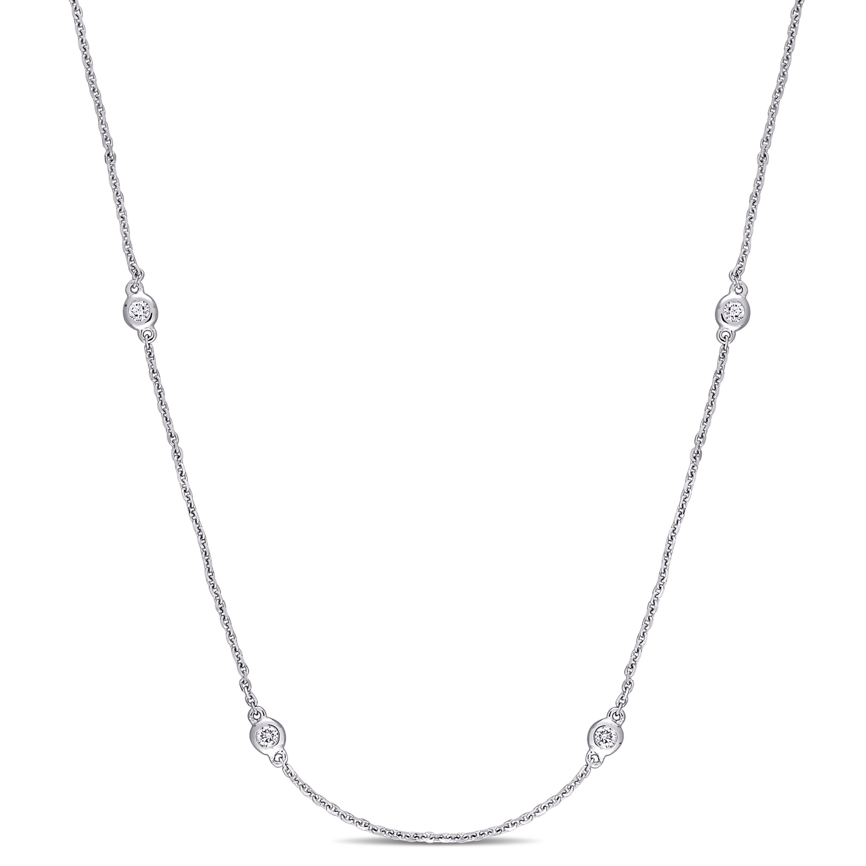 1/3 ct. t.w. Diamond Station Necklace in 14K White Gold