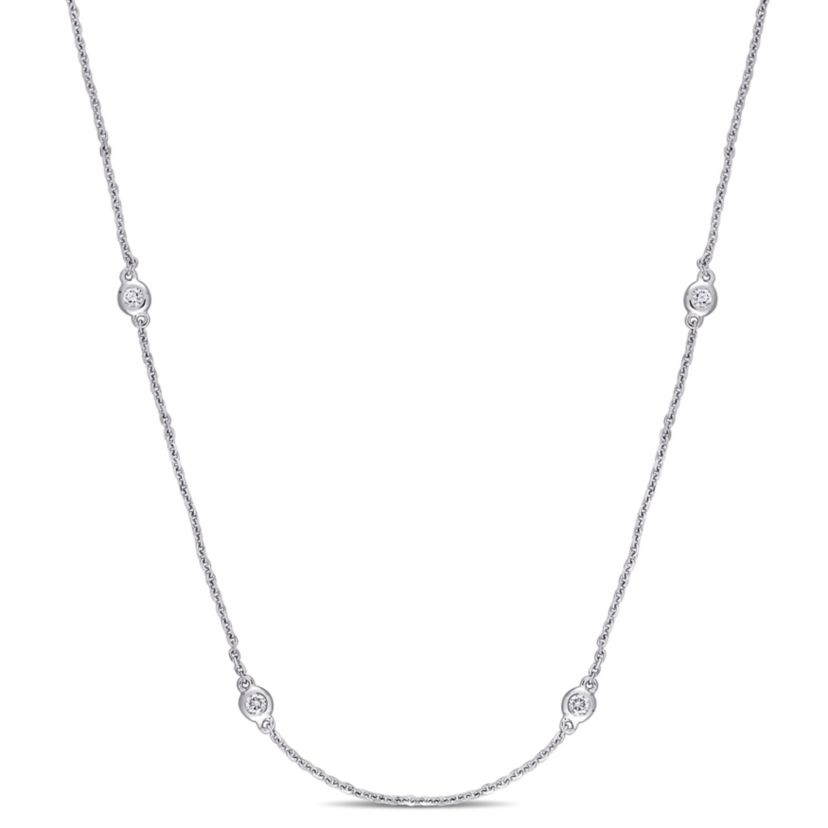 1/3 ct. t.w. Diamond Station Necklace in 14K White Gold