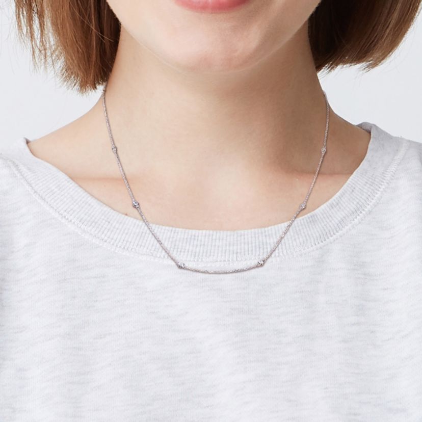 1/3 ct. t.w. Diamond Station Necklace in 14K White Gold