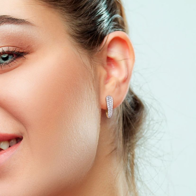 1 ct. t.w. Diamond Cluster Hoop Earrings in 14K Yellow Gold
