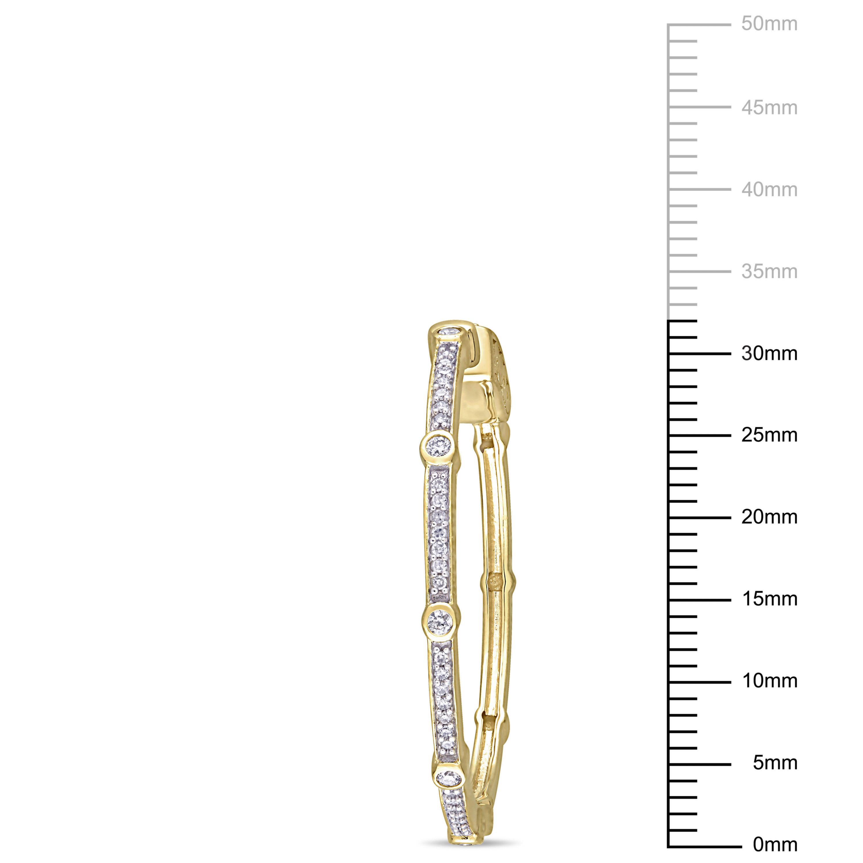 1/3 ct. t.w. Diamond Station Hoop Earrings in 10K Yellow Gold