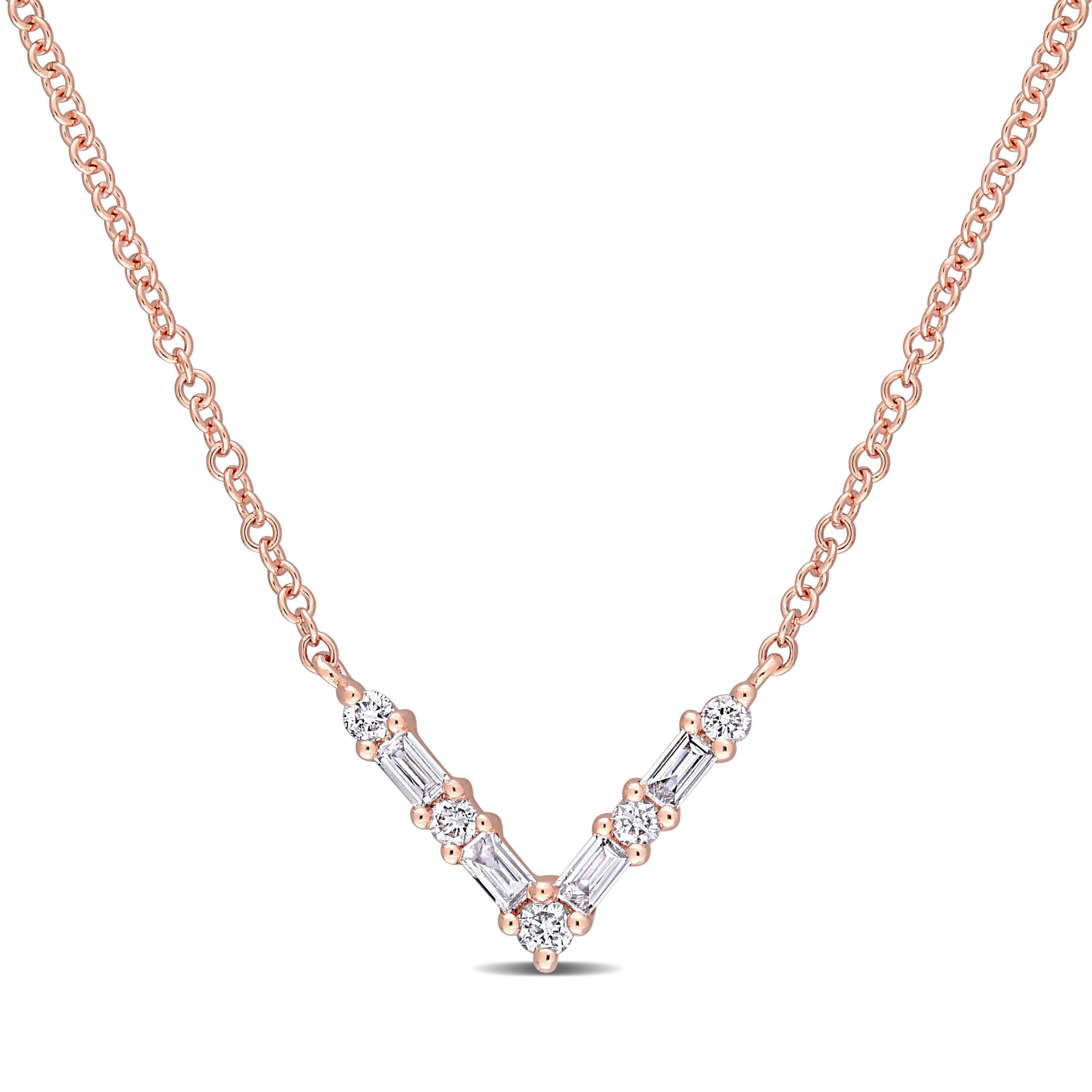 1/6 ct. t.w. Diamond Necklace in 14K Rose Gold