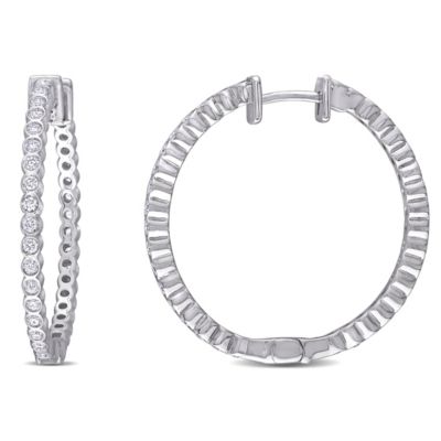 Belk & Co 4/5 ct. t.w. Diamond Vintage Hoop Earrings in 14K White Gold
