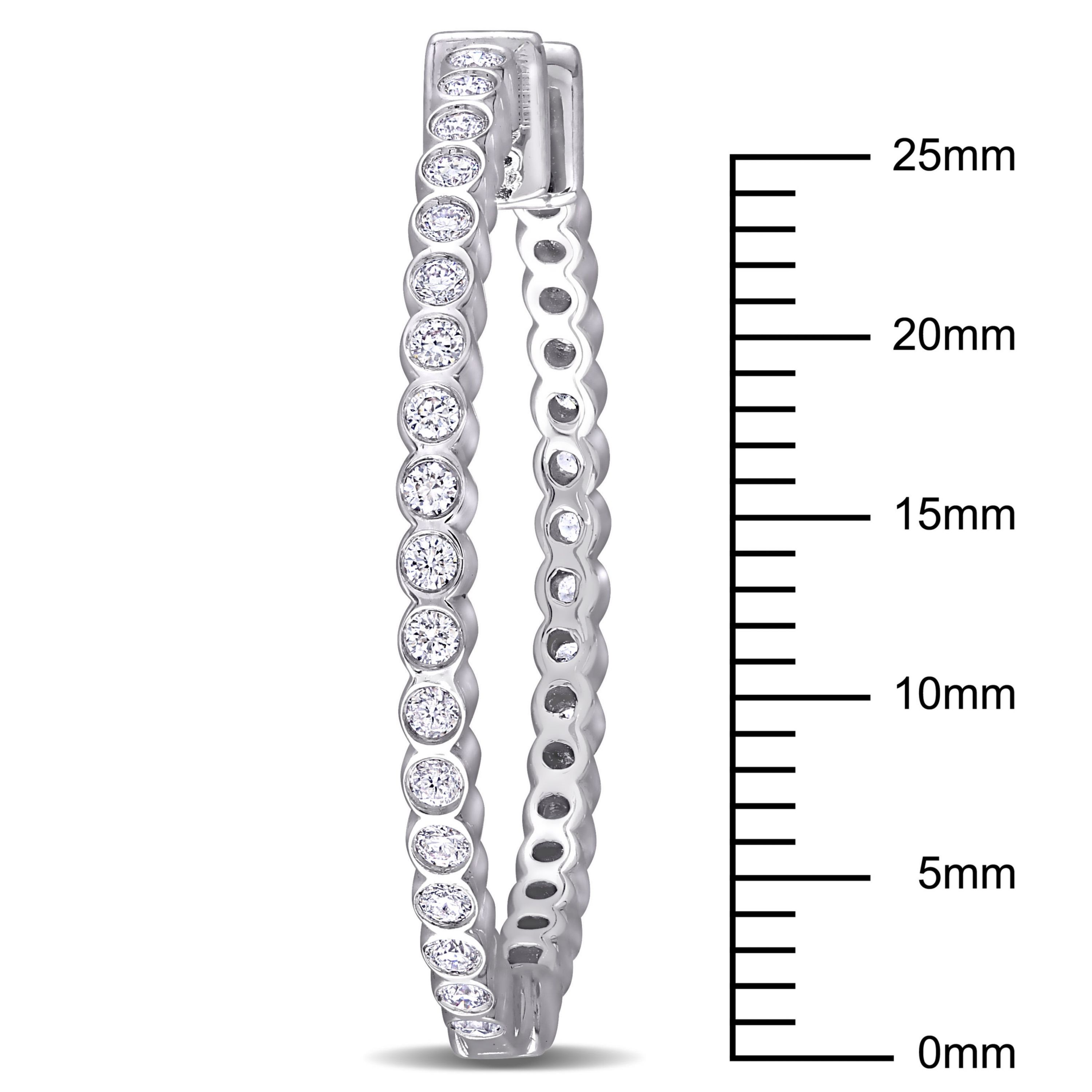 4/5 ct. t.w. Diamond Vintage Hoop Earrings in 14K White Gold