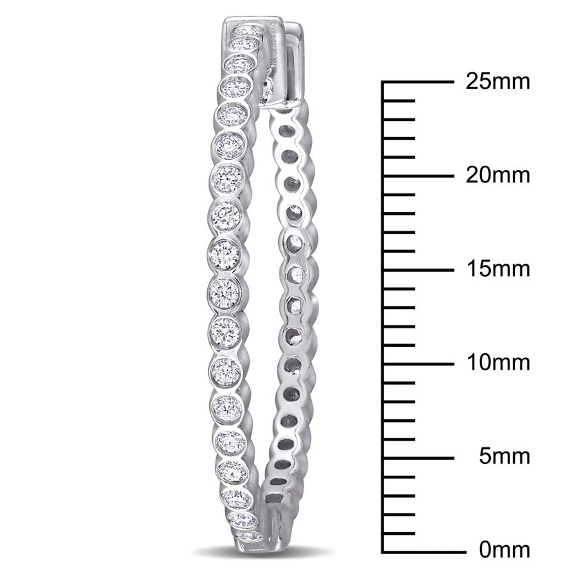 4/5 ct. t.w. Diamond Vintage Hoop Earrings in 14K White Gold