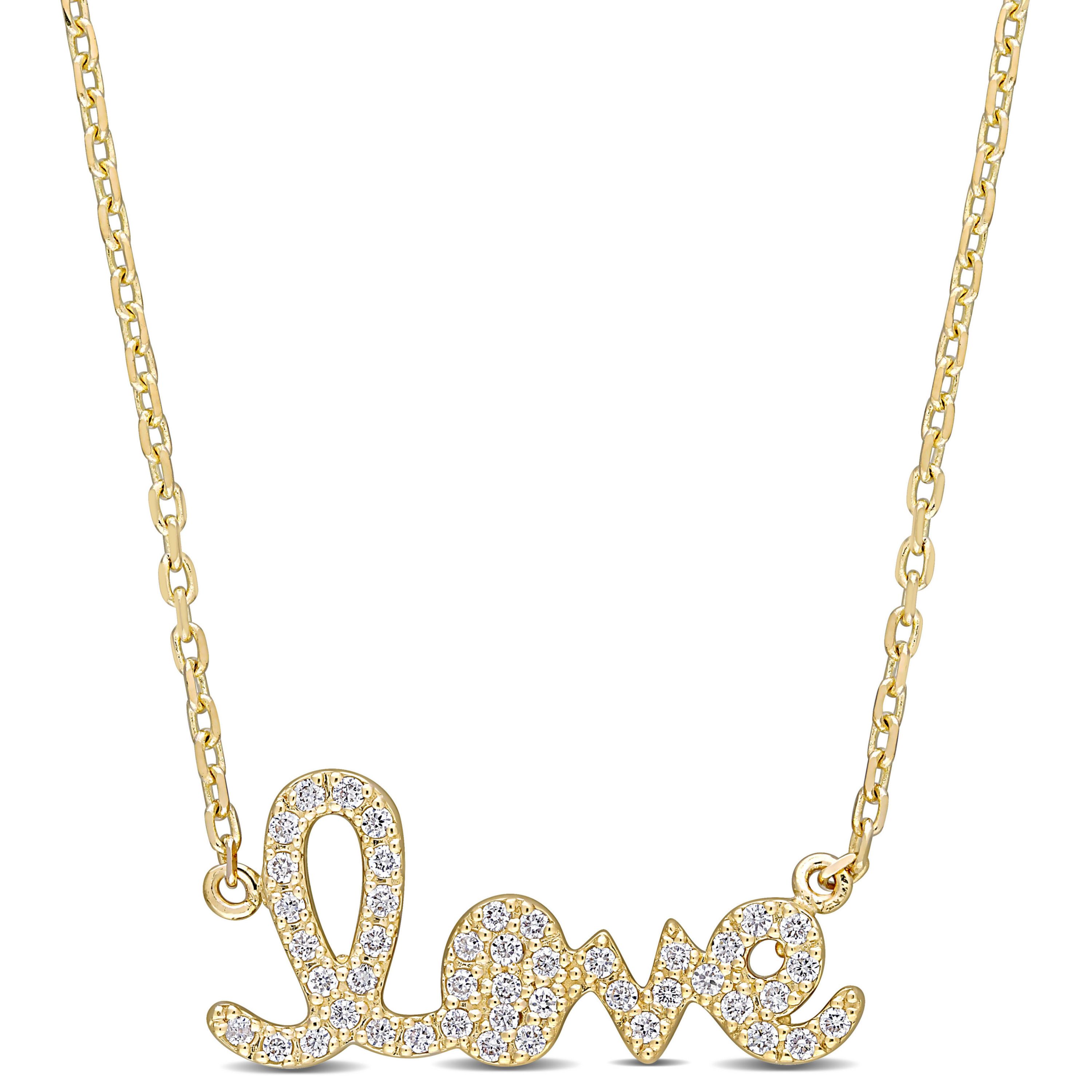 1/4 ct. t.w. Diamond "Love" Necklace in 14K Yellow Gold