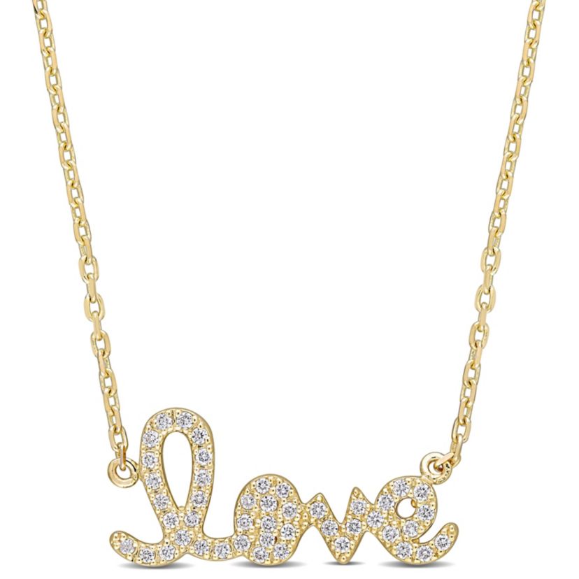 1/4 ct. t.w. Diamond "Love" Necklace in 14K Yellow Gold