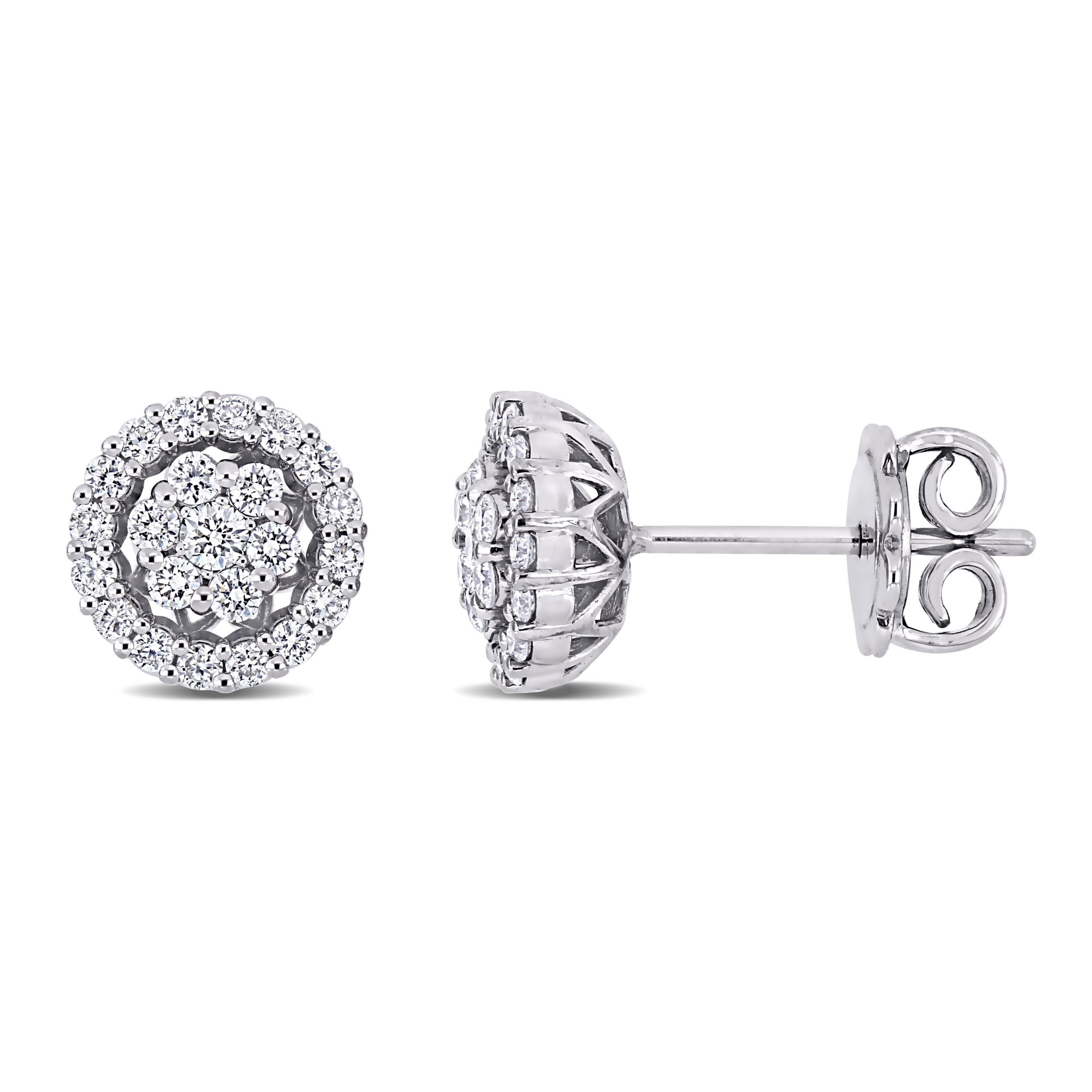 1/2 ct. t.w. Diamond Halo Stud Earrings in 14K White Gold