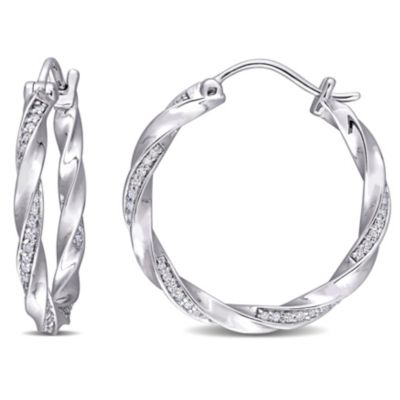 Belk & Co 1/2 ct. t.w. Diamond Twist Hoop Earrings in 10K White Gold