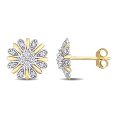 Belk & Co 1/4 ct. t.w. Diamond Flower Post Earrings in 10K Two-Tone Gold