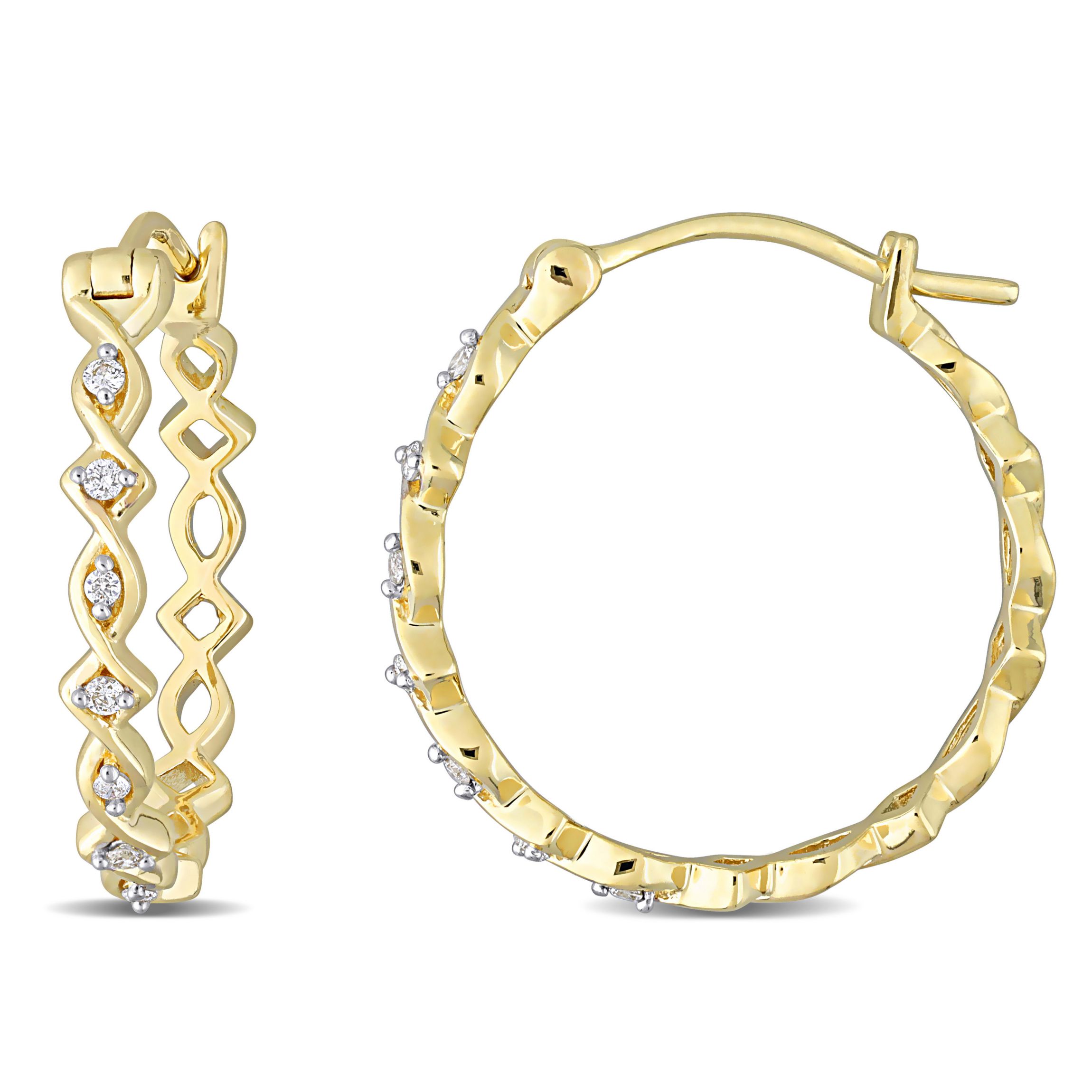 1/10 ct. t.w. Diamond Hoop Earrings in 10K Yellow Gold