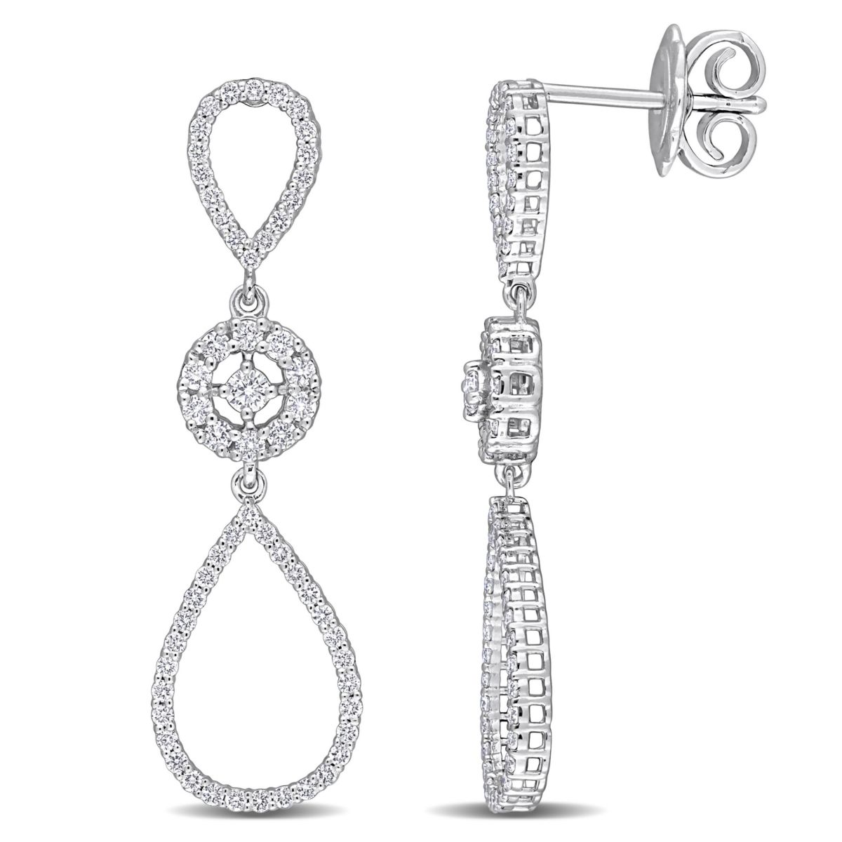 4/5 ct. t.w. Diamond Dangle Earrings in 18K White Gold