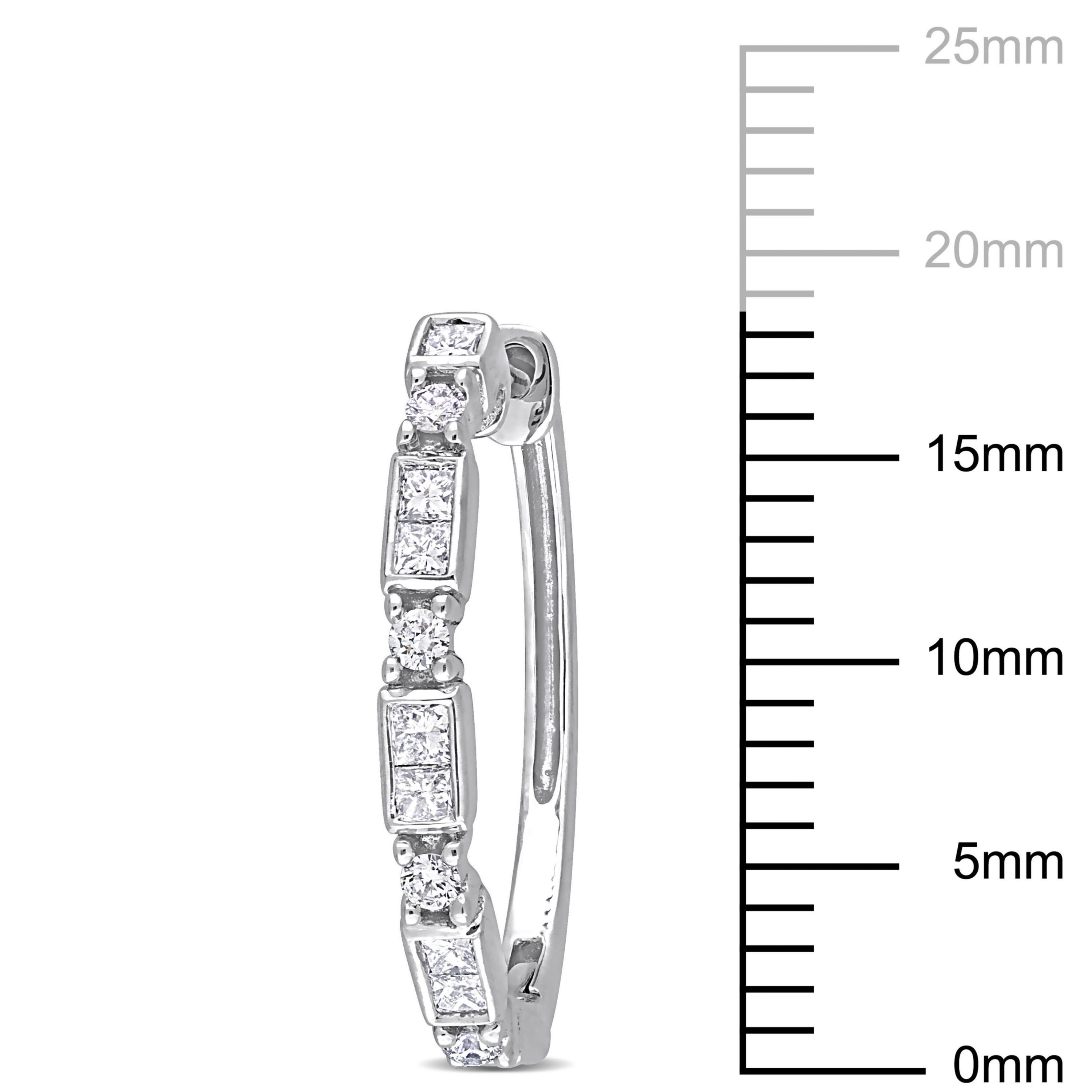 1/2 ct. t.w. Diamond Hoop Earrings in 14K White Gold