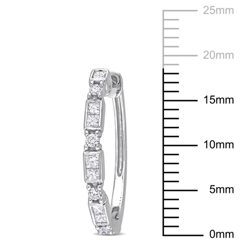 1/2 ct. t.w. Diamond Hoop Earrings in 14K White Gold