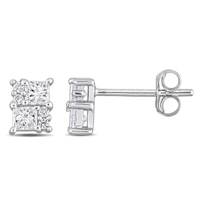 Belk & Co 1/2 ct. t.w. Diamond Cluster Stud Earrings in 14K White Gold -  5400426BLK011199