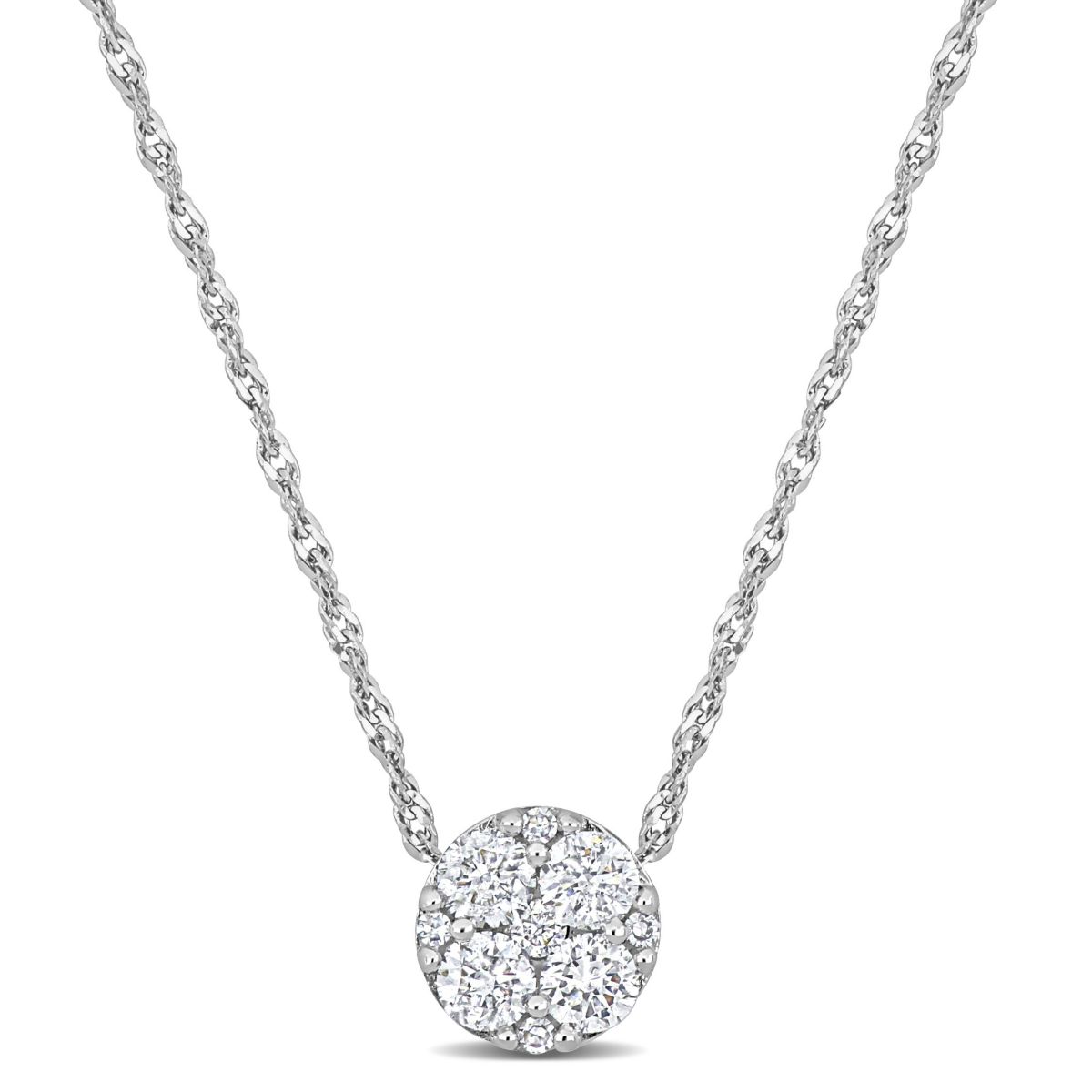 1/3 ct. t.w. Diamond Cluster Necklace in 10K White Gold