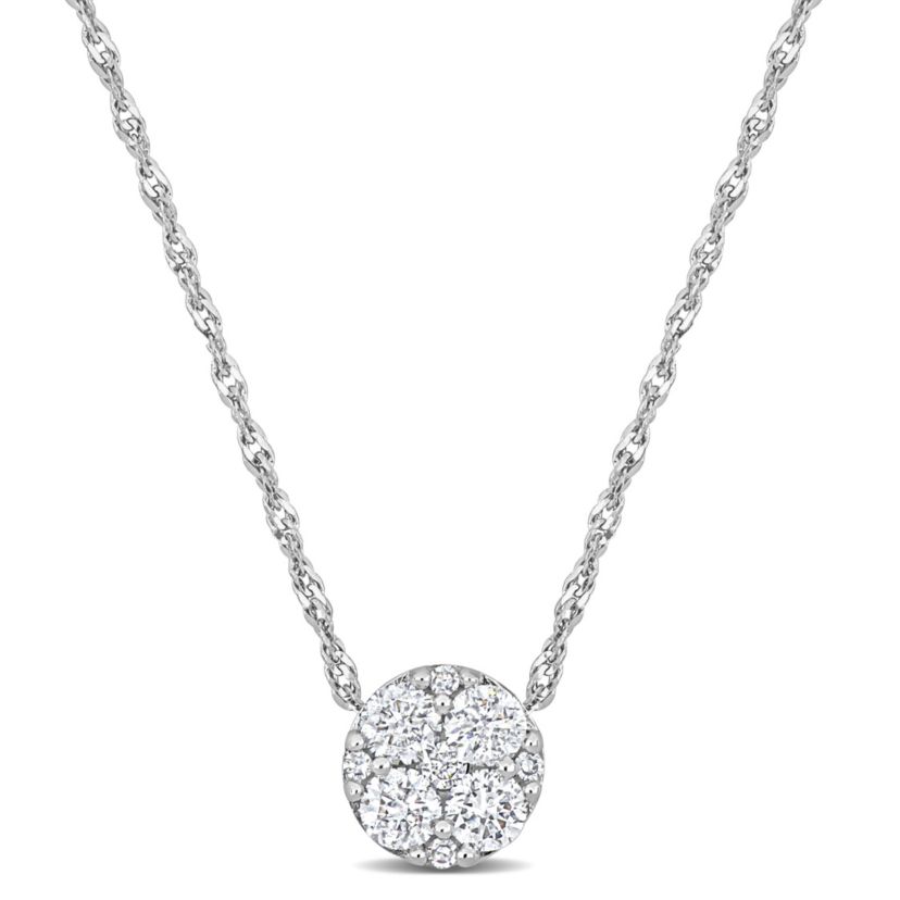 1/3 ct. t.w. Diamond Cluster Necklace in 10K White Gold