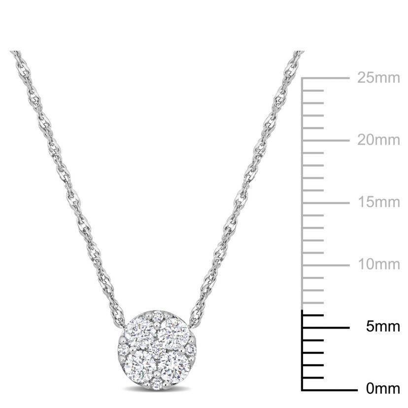 1/3 ct. t.w. Diamond Cluster Necklace in 10K White Gold