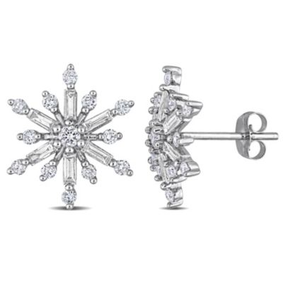 Belk & Co 1 ct. t.w. Diamond Floral Stud Earrings in 14K White Gold