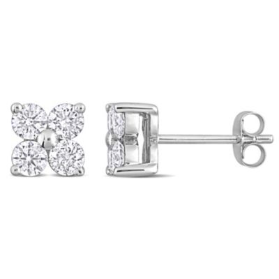 Belk & Co 1 ct. t.w. Diamond Floral Stud Earrings in 14K White Gold