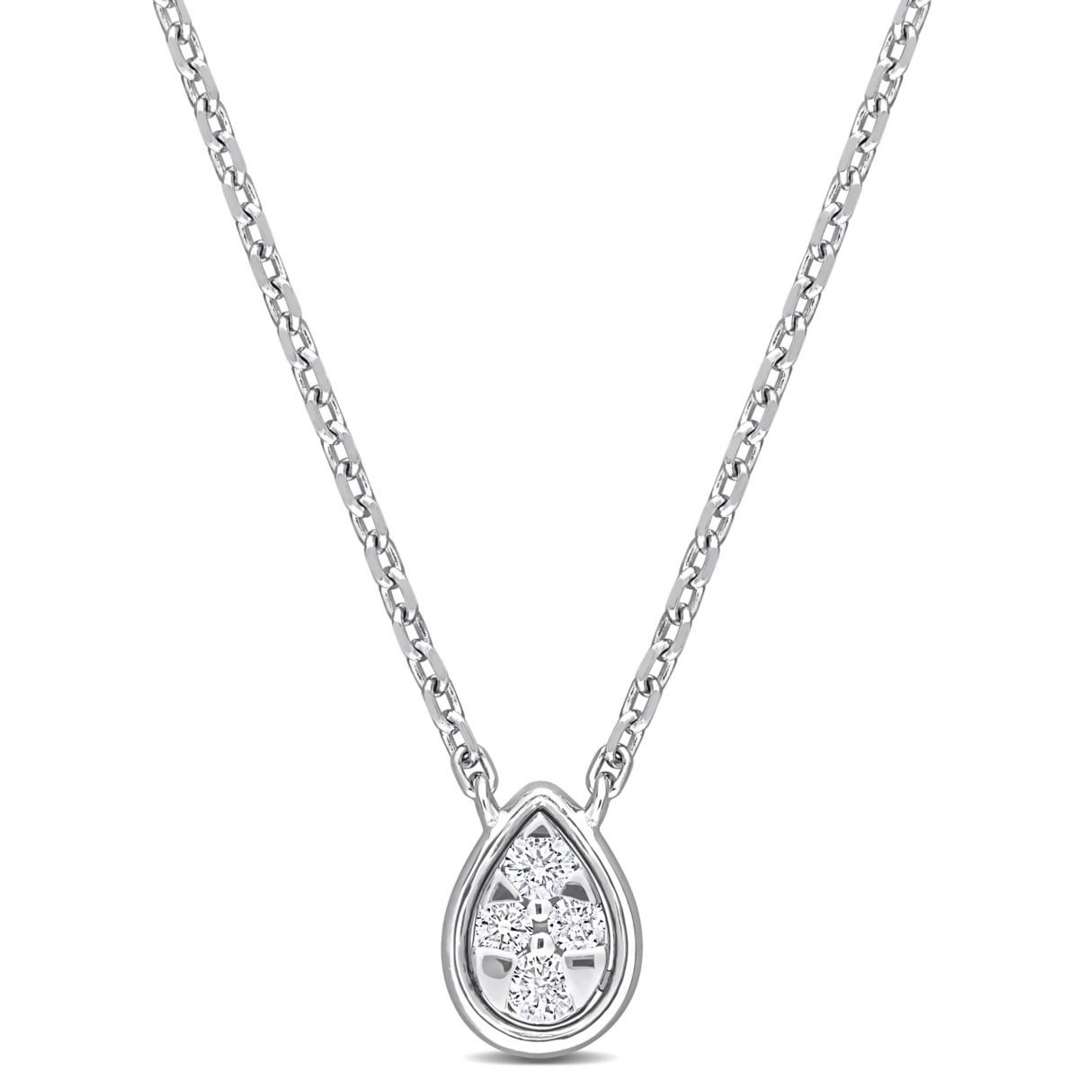 Diamond Accent Teardrop Necklace in 14K White Gold