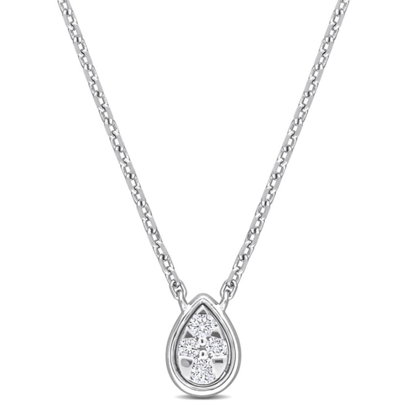 Diamond Accent Teardrop Necklace in 14K White Gold