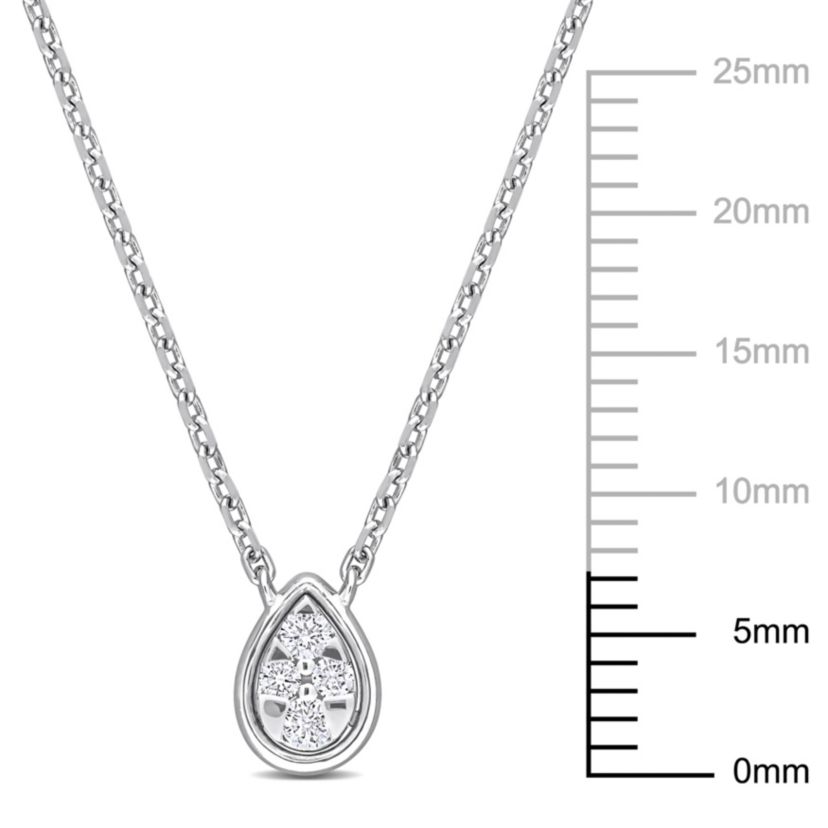 Diamond Accent Teardrop Necklace in 14K White Gold