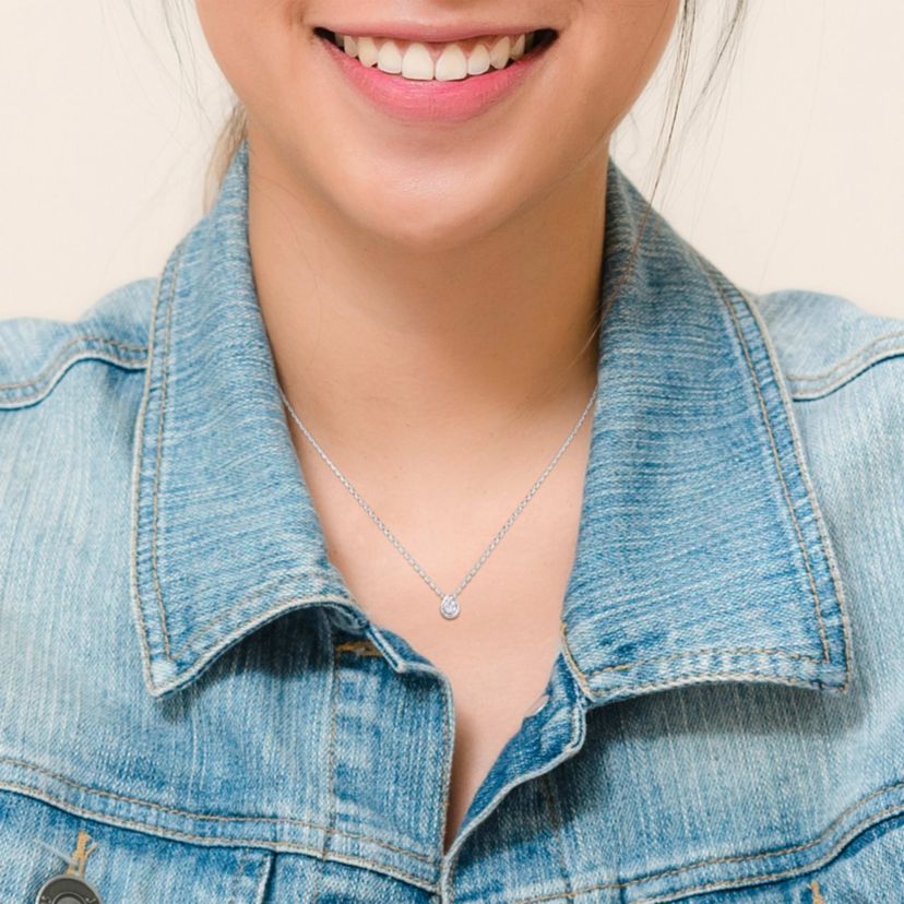 Diamond Accent Teardrop Necklace in 14K White Gold