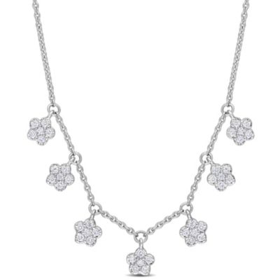 Belk & Co 1/3 ct. t.w. Diamond Floral Station Necklace in 14K White Gold
