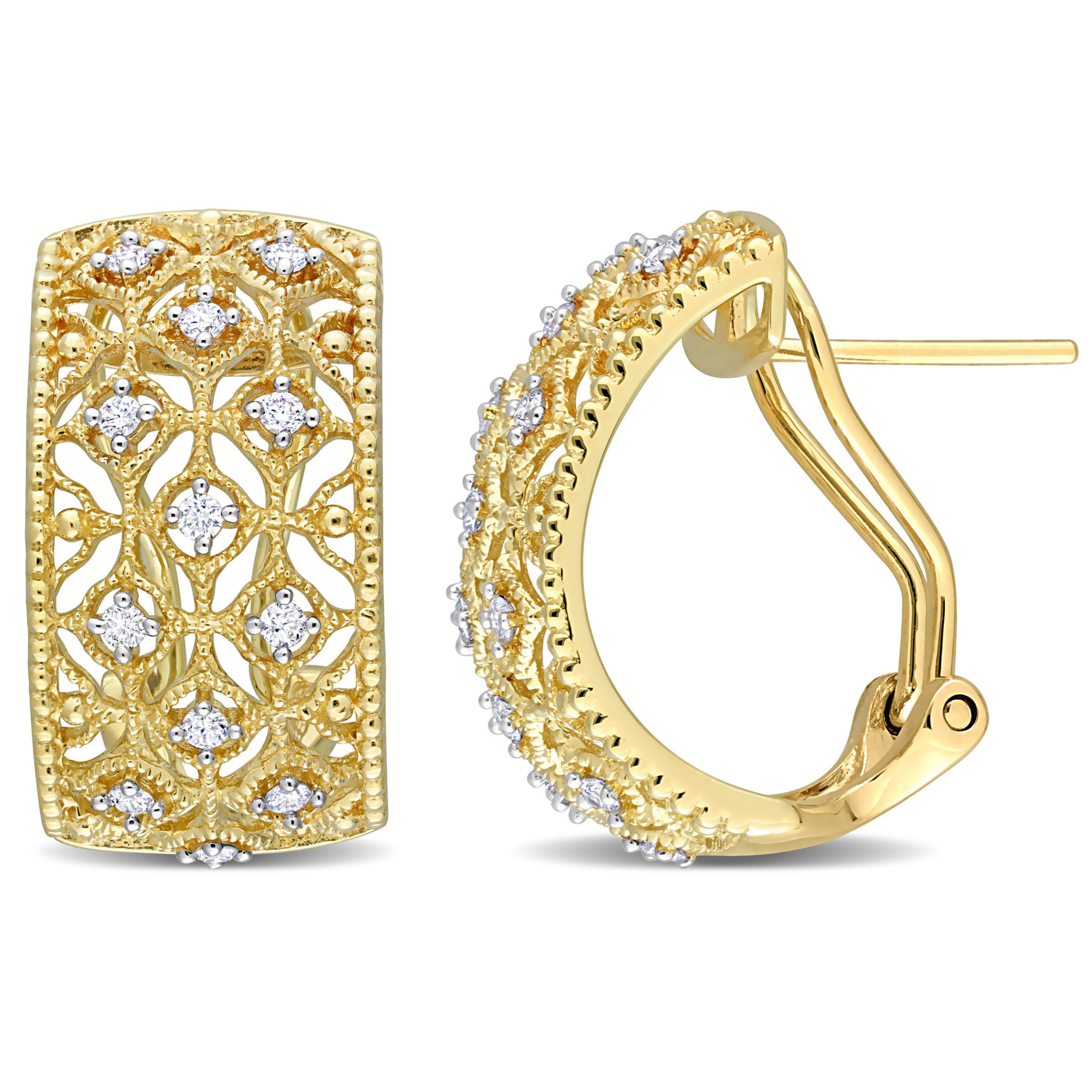 1/3 ct. t.w. Diamond Hoop Earrings in 14K Yellow Gold