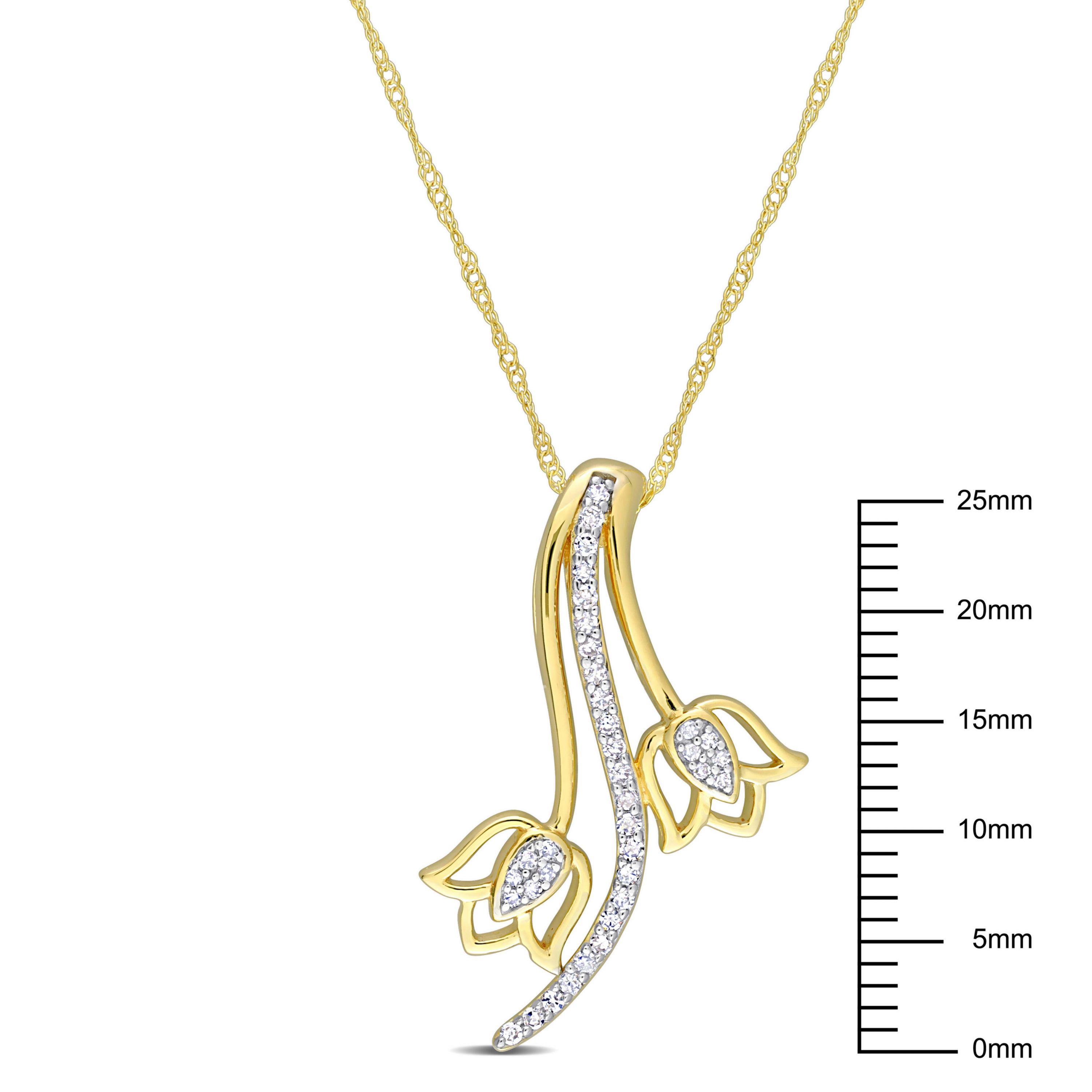 1/6 ct. t.w. Diamond Floral Drop Pendant with Chain in 10K Yellow Gold