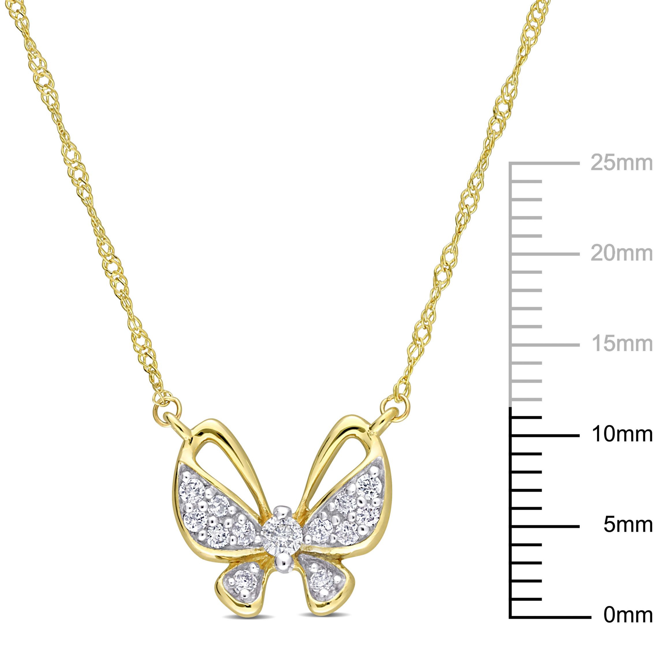1/8 ct. t.w. Diamond Butterfly Design Pendant With Chain in 10K Yellow Gold