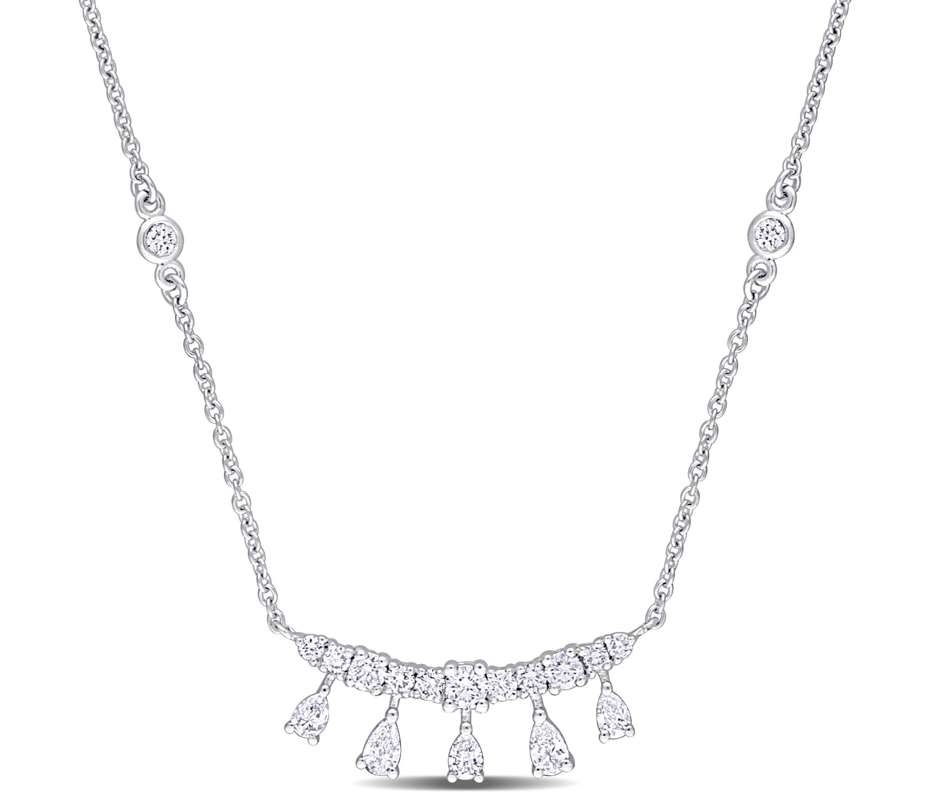 3/4 ct. t.w. Diamond Station Necklace in 14K White Gold