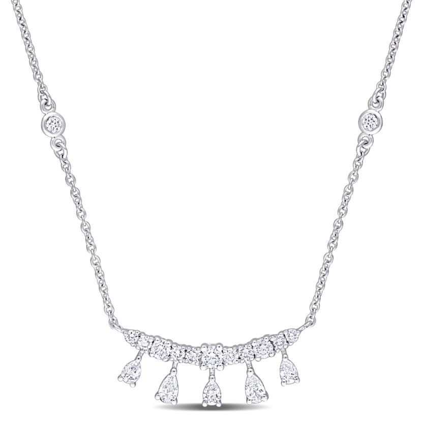 3/4 ct. t.w. Diamond Station Necklace in 14K White Gold
