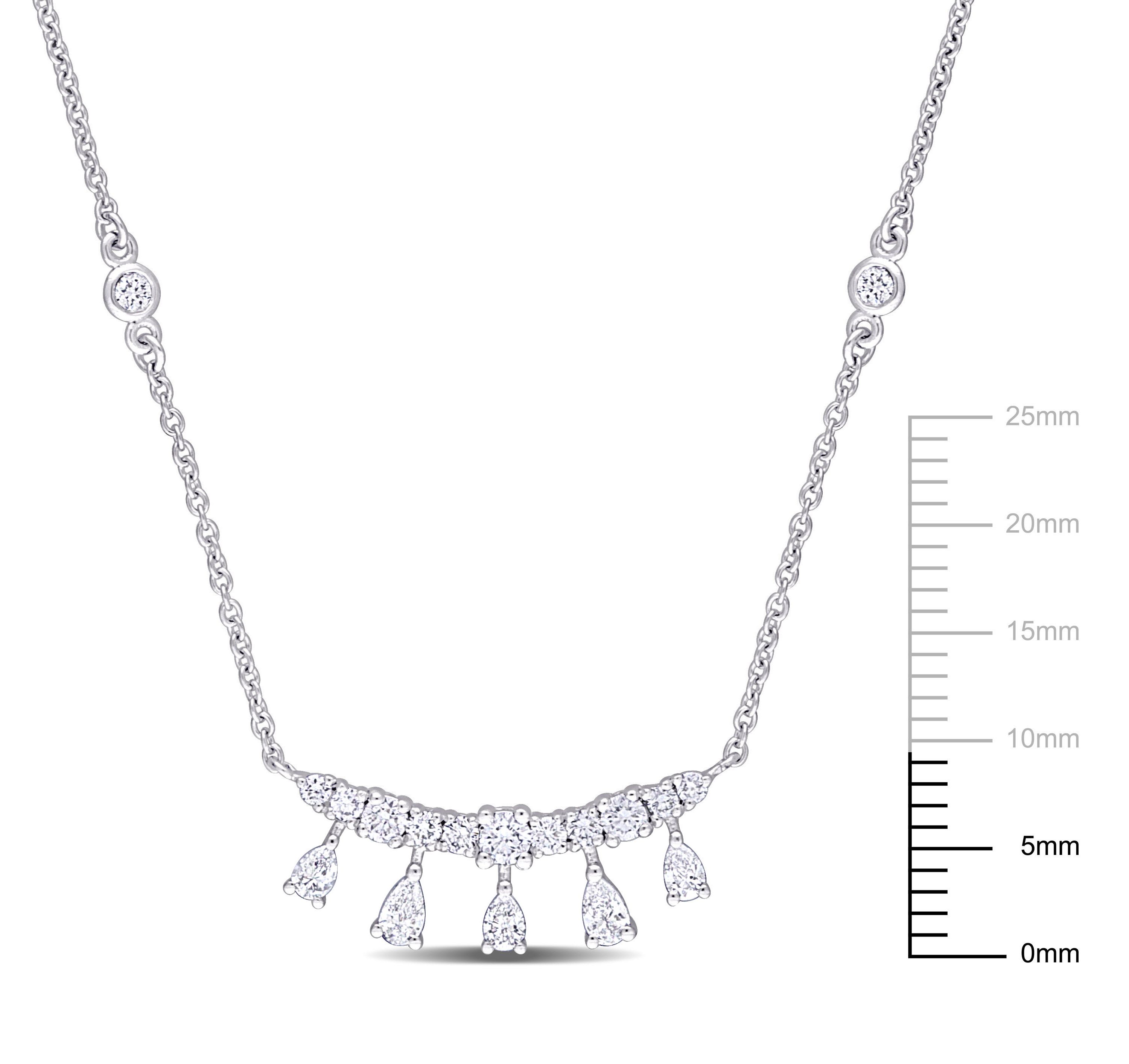 3/4 ct. t.w. Diamond Station Necklace in 14K White Gold