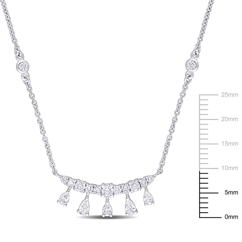3/4 ct. t.w. Diamond Station Necklace in 14K White Gold