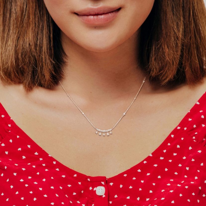 3/4 ct. t.w. Diamond Station Necklace in 14K White Gold