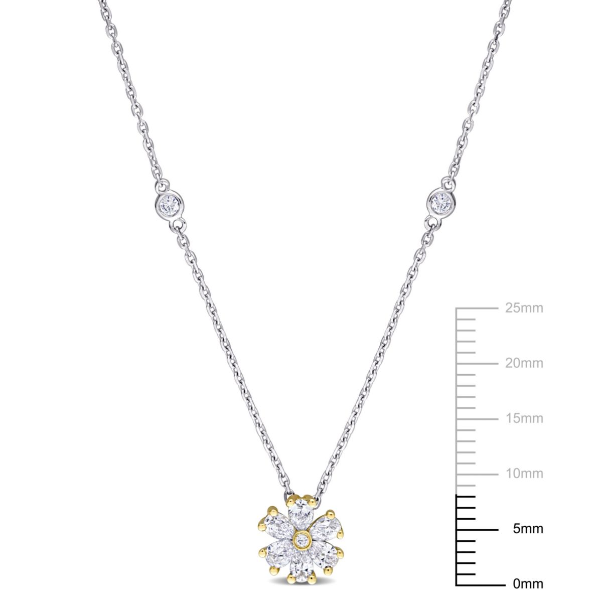 5/8 ct. t.w. Diamond Floral Station Necklace in 14K Yellow Gold