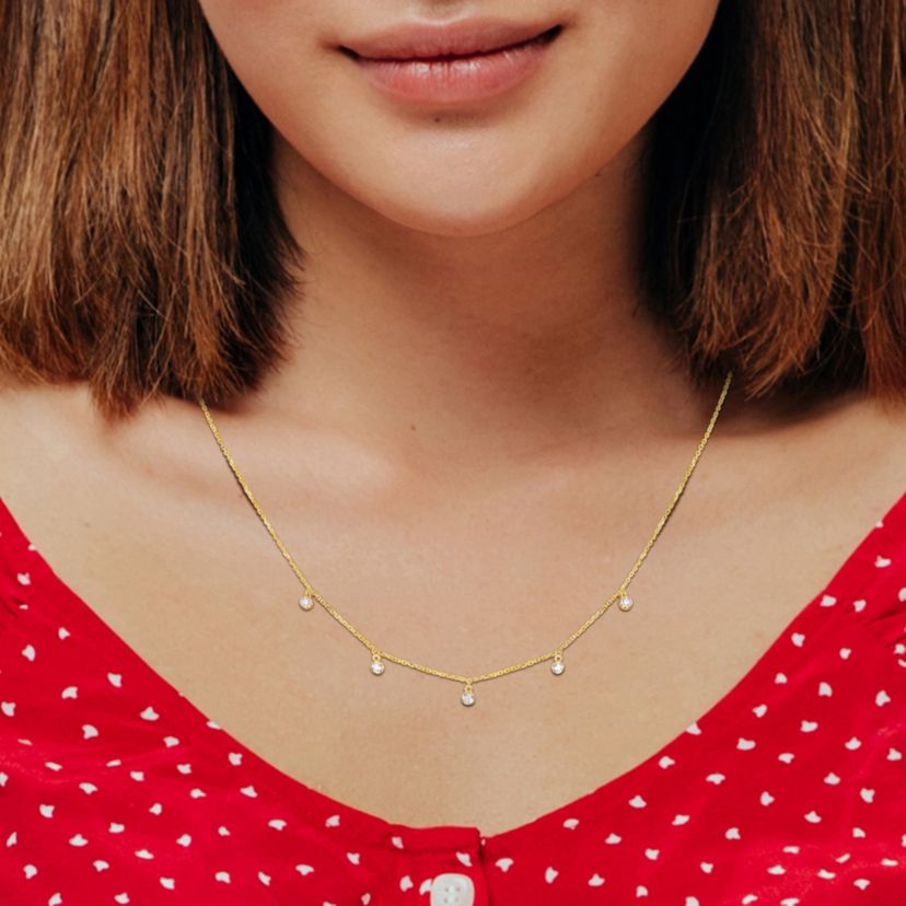 1/6 ct. t.w. Diamond Charm Necklace in 14K Yellow Gold