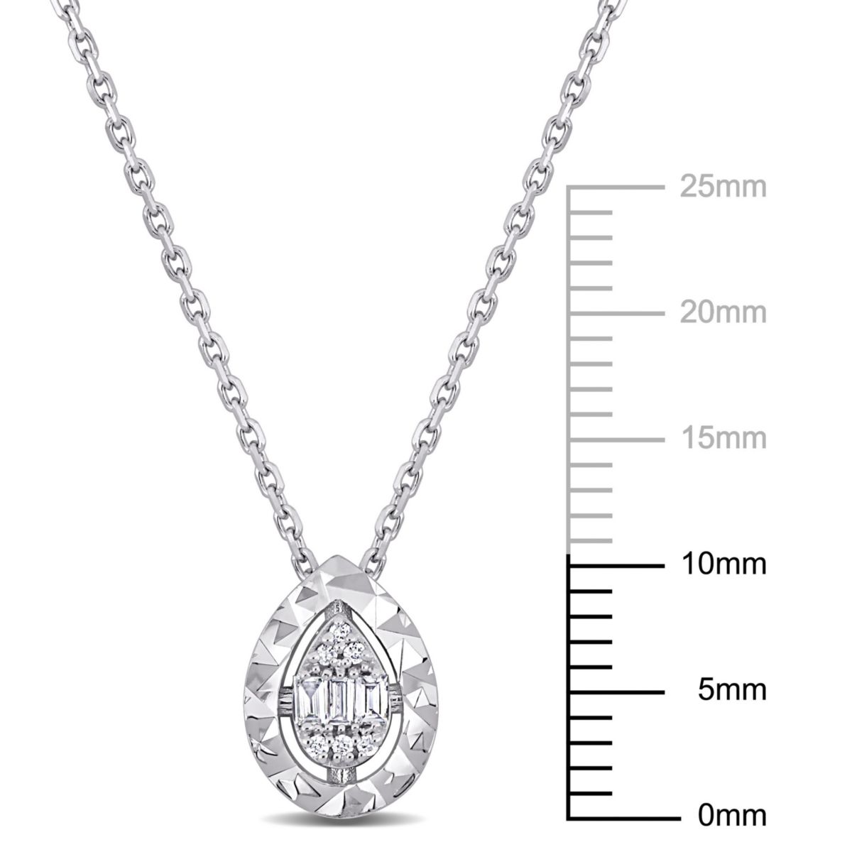 Diamond Accent Pear Pendant with Chain in 14K White Gold