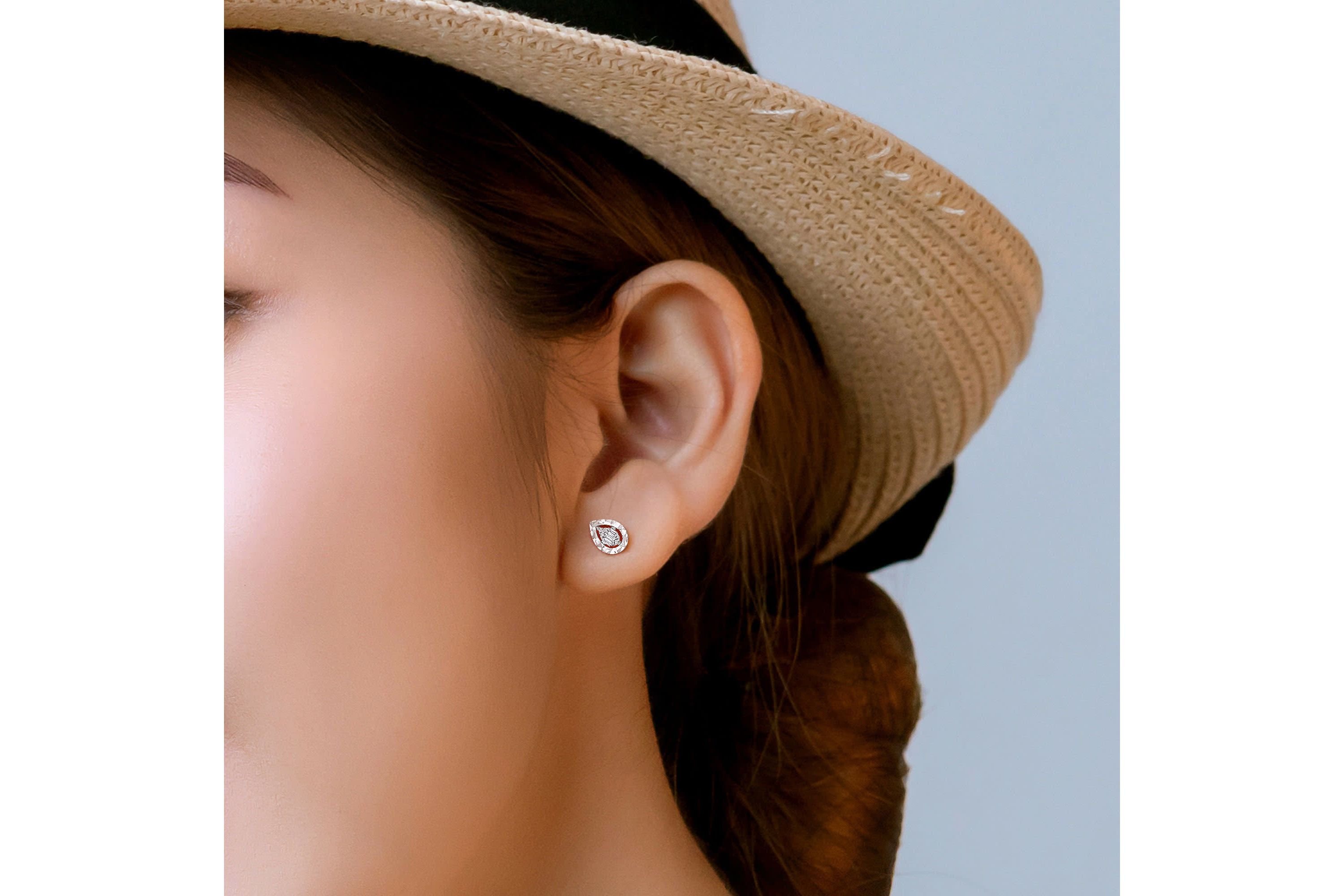 1/10 ct. Diamond Pear Post Earrings in 14K White Gold
