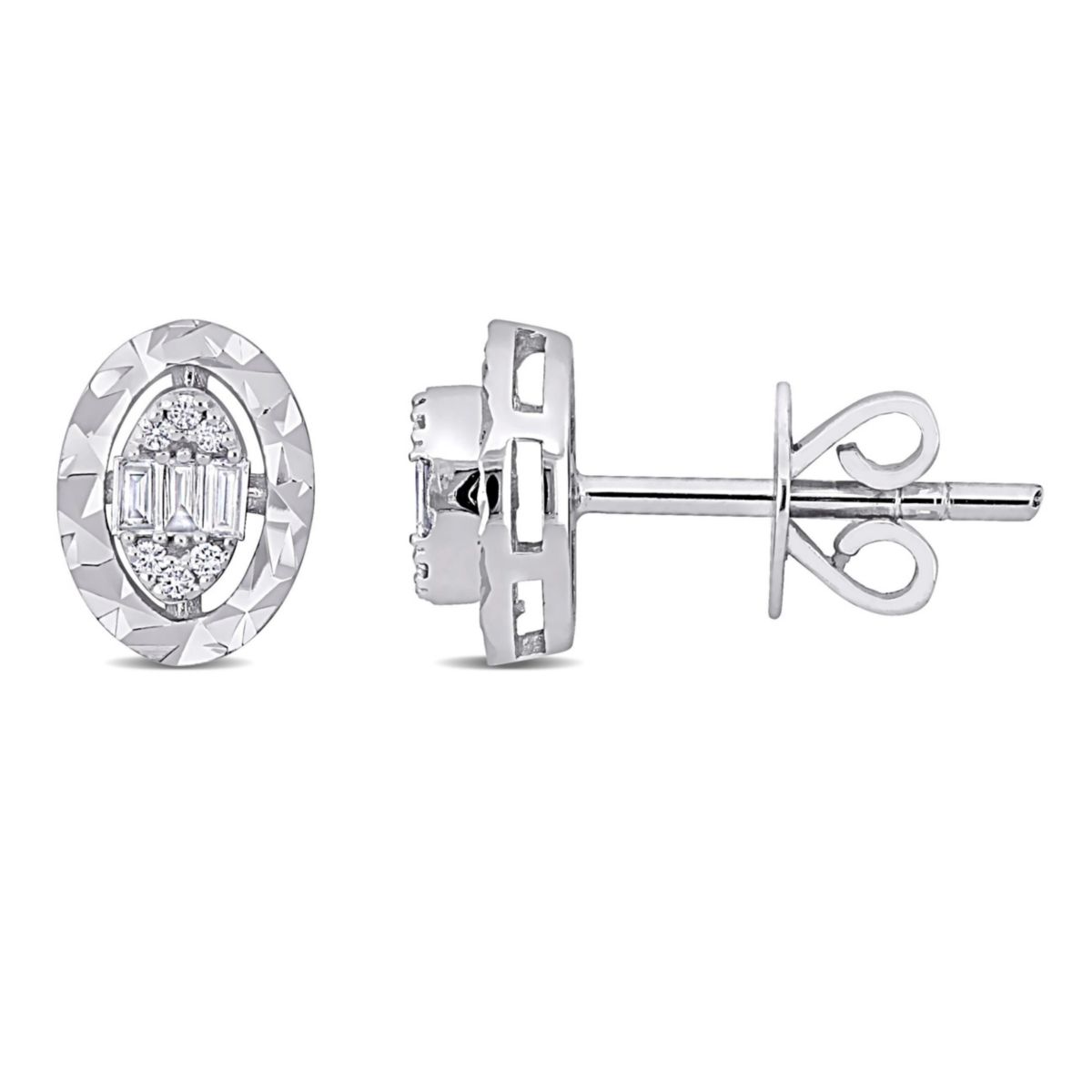 1/10 ct. t.w. Diamond Oval Post Earrings in 14K White Gold