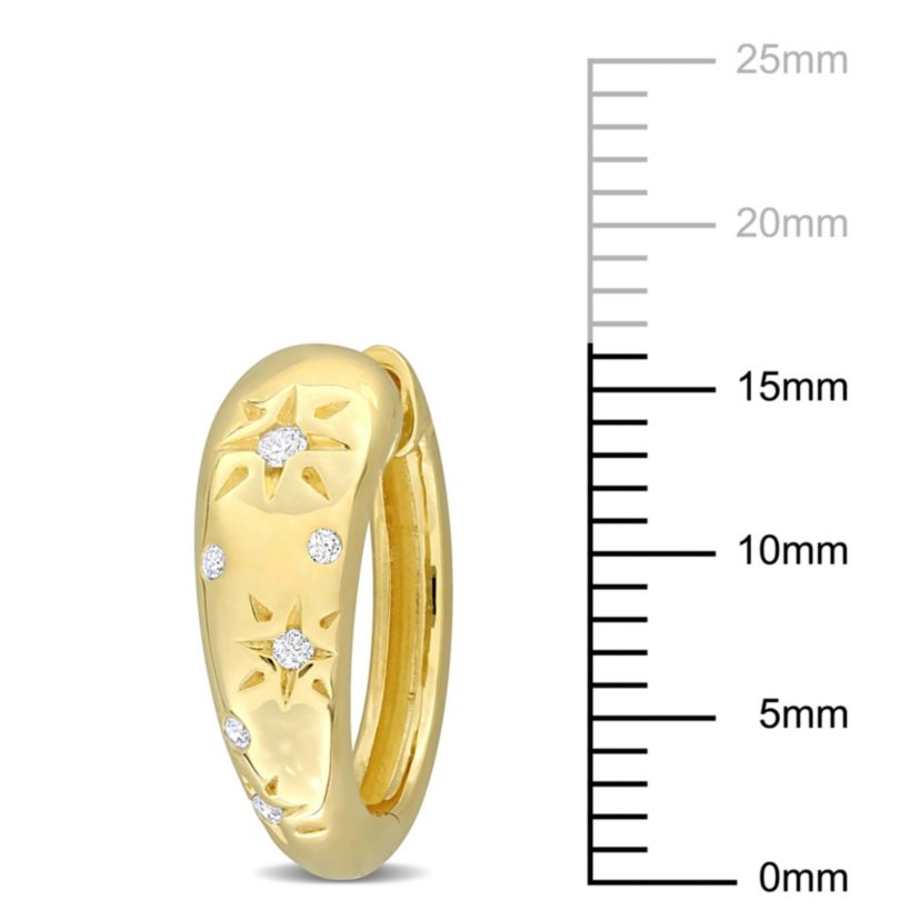 1/10 ct. t.w. Diamond Rising Star Hoop Earrings in 10K Yellow Gold