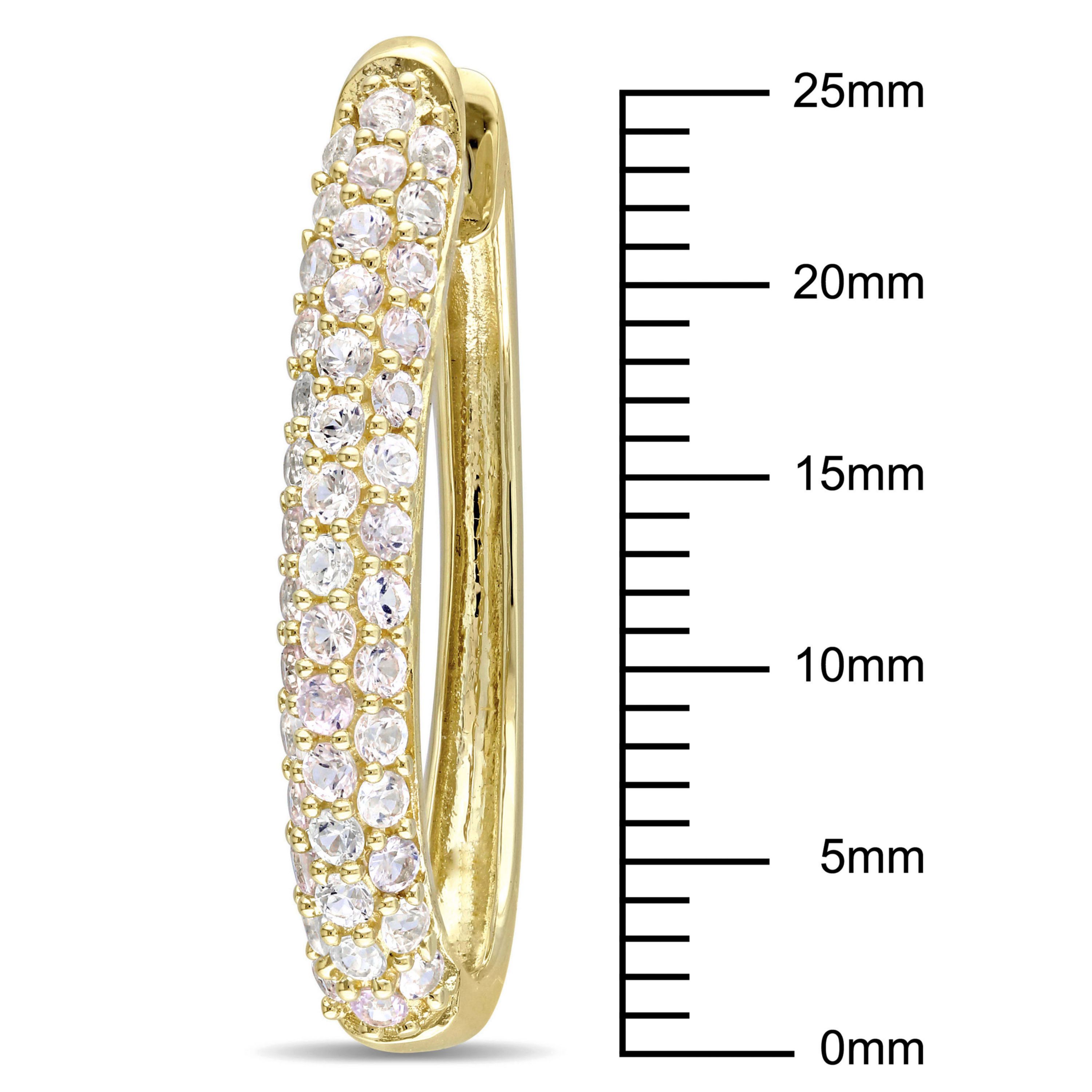 White Sapphire Hoop Earrings in 10K Yellow Gold