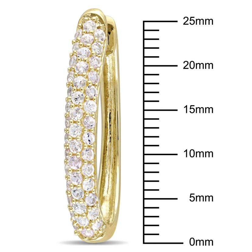 White Sapphire Hoop Earrings in 10K Yellow Gold