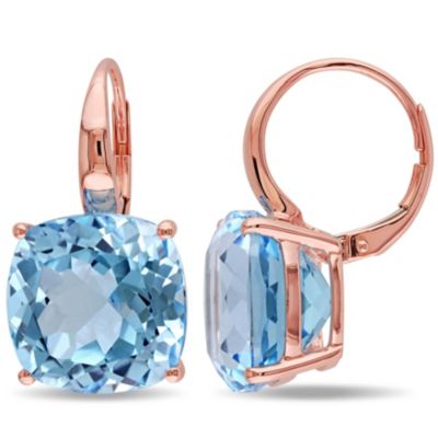 Belk & Co Sky Blue Topaz Dangle Earrings in 14K Rose Gold, Pink