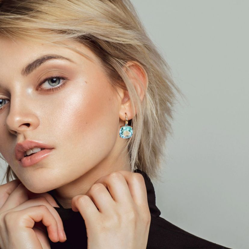 Sky Blue Topaz Dangle Earrings in 14K Rose Gold