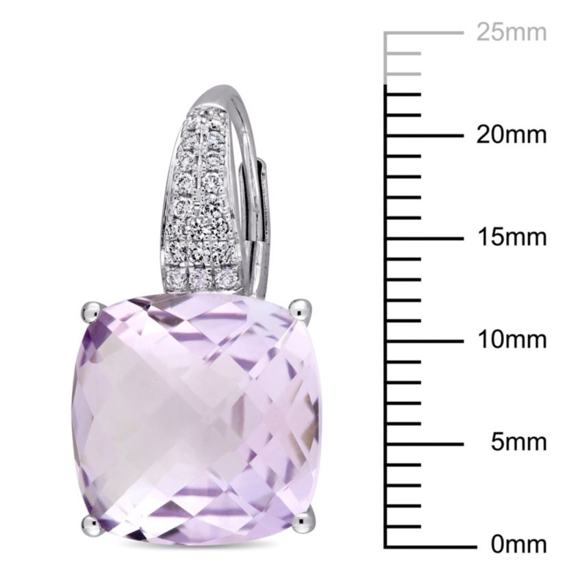 Rose de France and 1/5 ct. t.w. Diamond Earrings in 14K White Gold