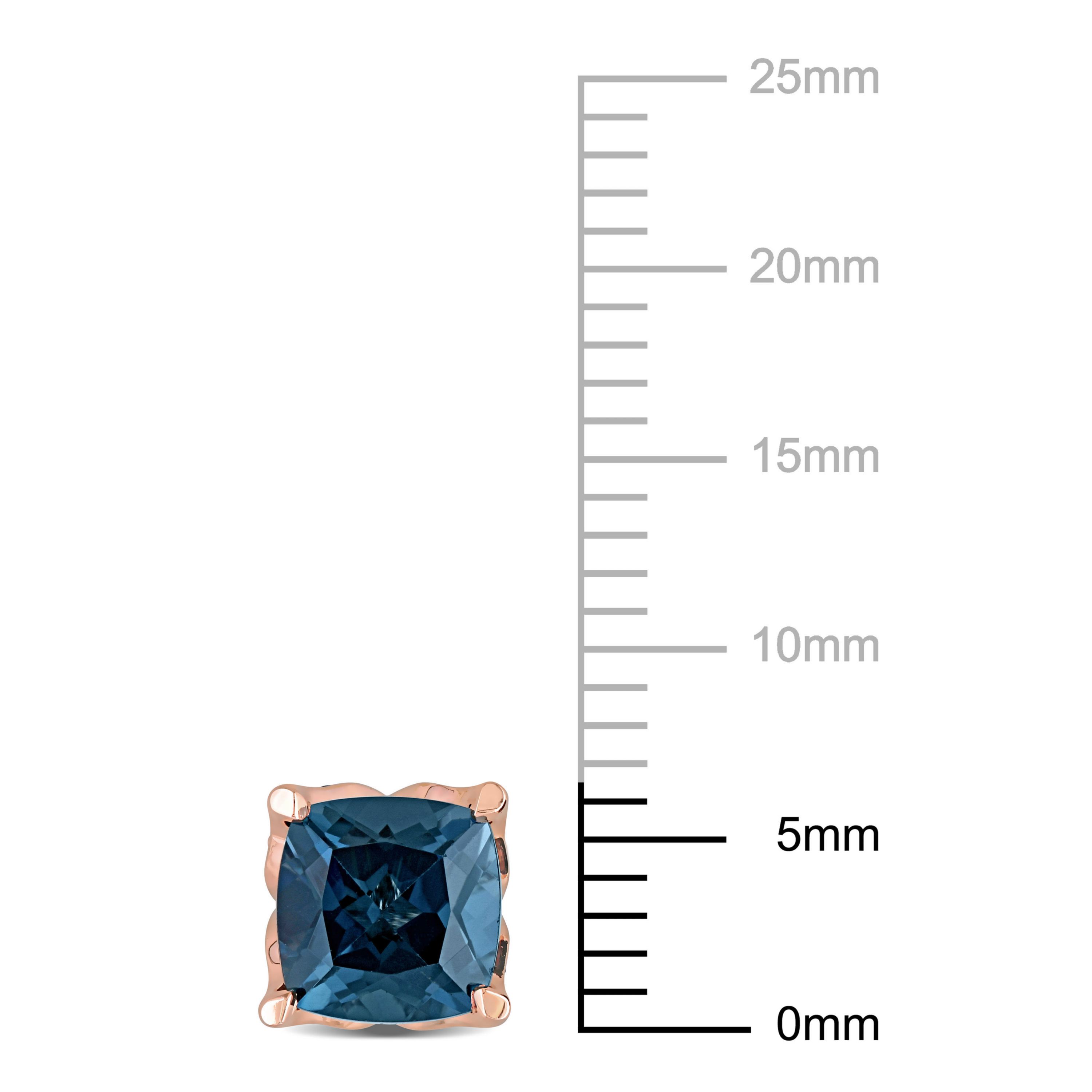 London Blue Topaz and Diamond Accent Stud Earrings in 10K Rose Gold
